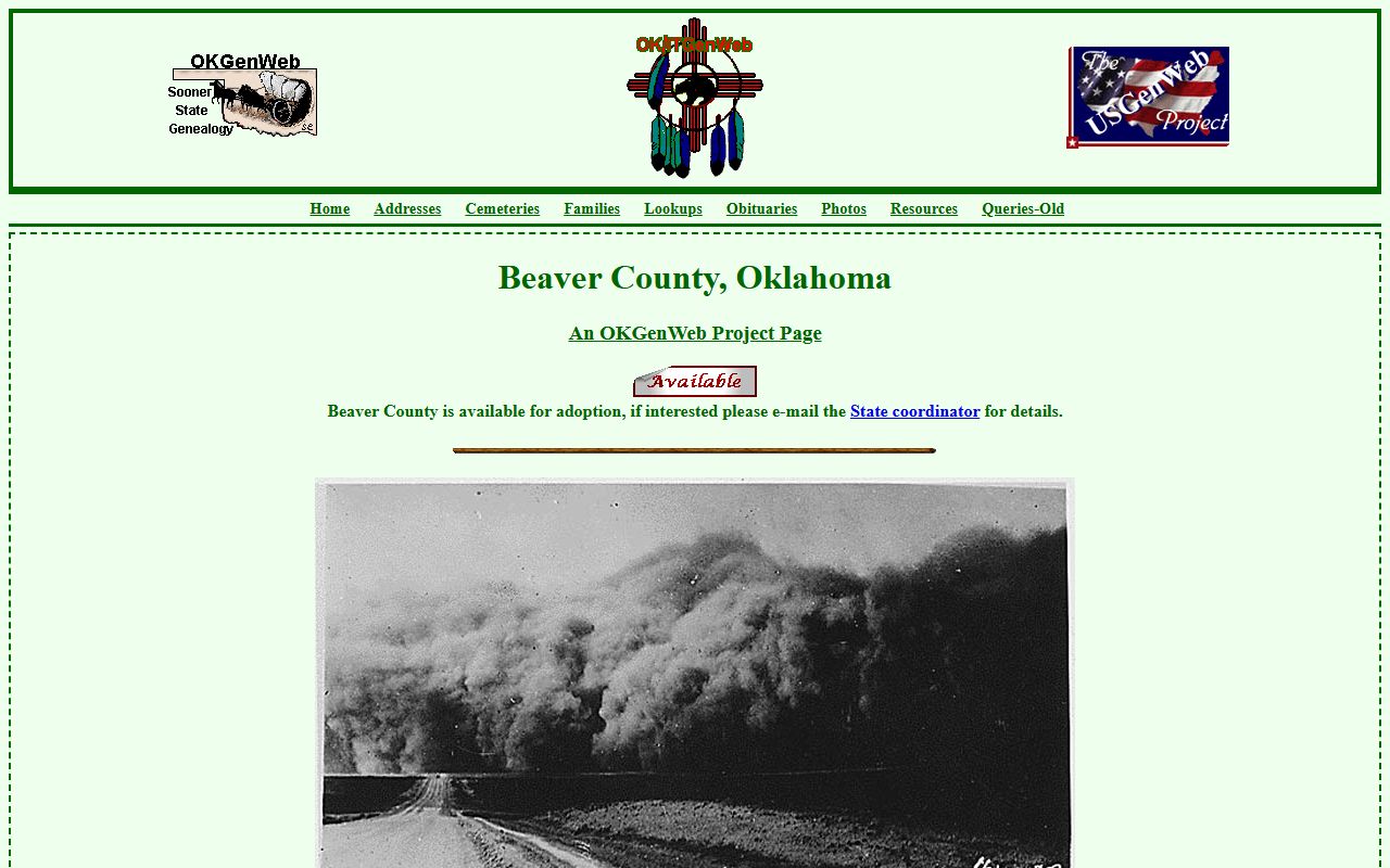 Beaver County genealogy records on OKGenWeb