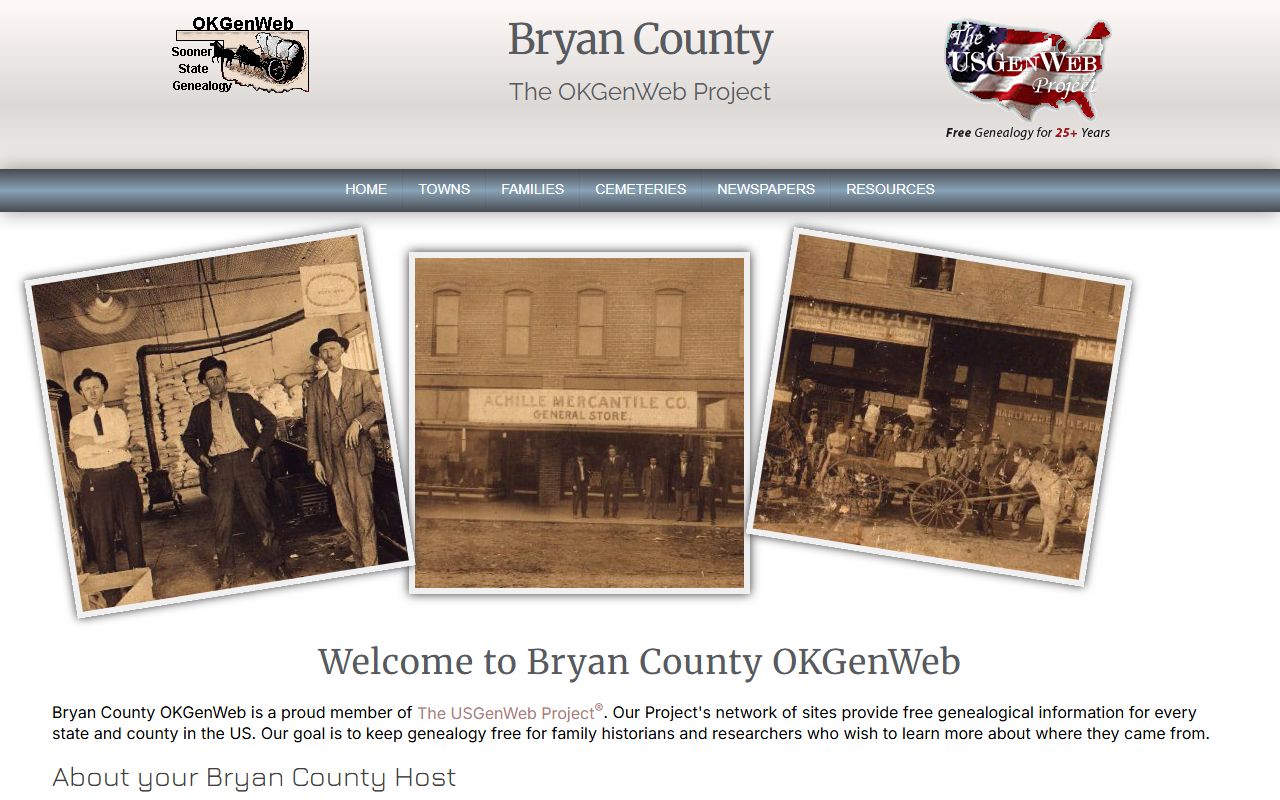 Bryan County OKGenWeb genealogy records portal