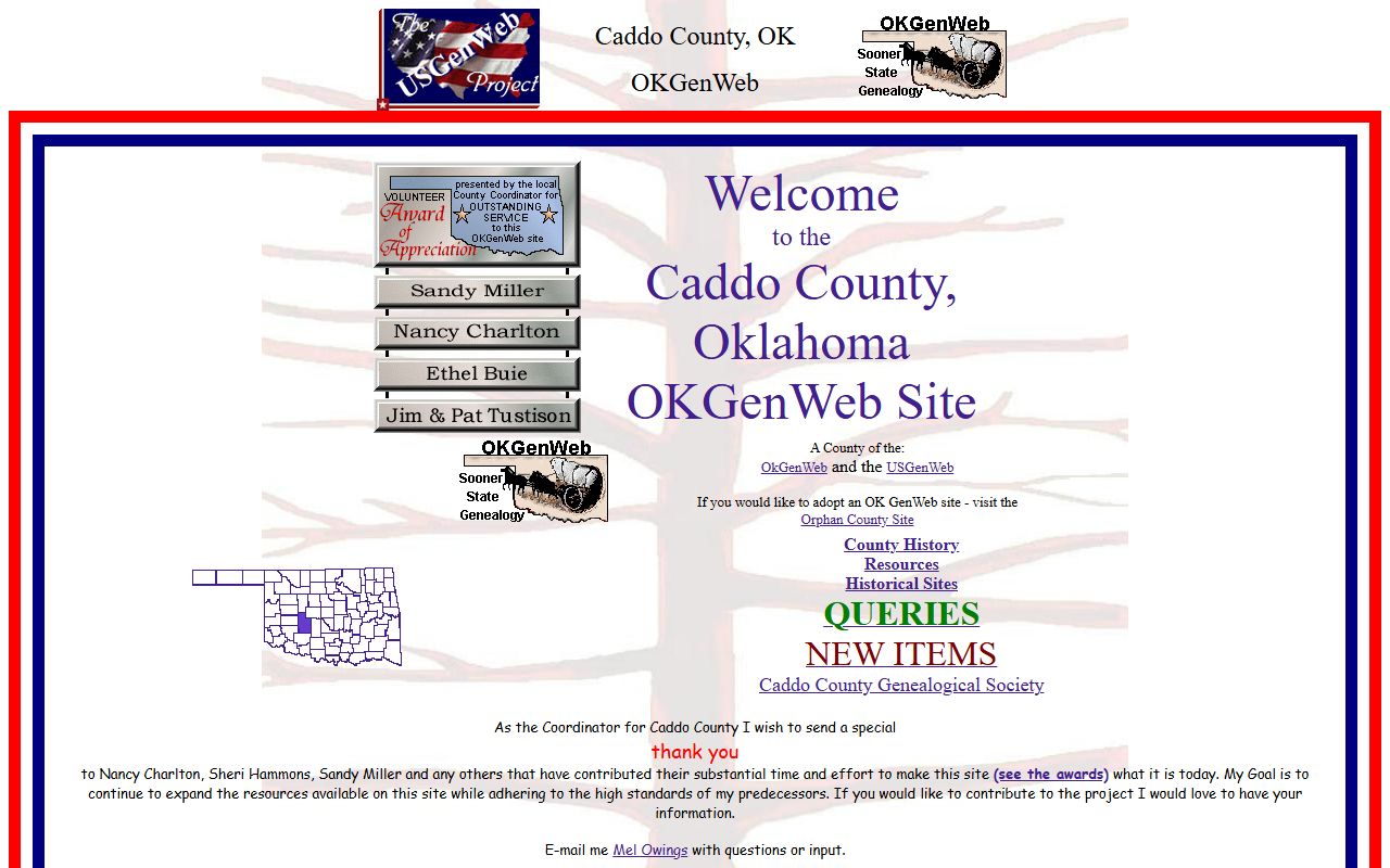 Caddo County OKGenWeb genealogy records page