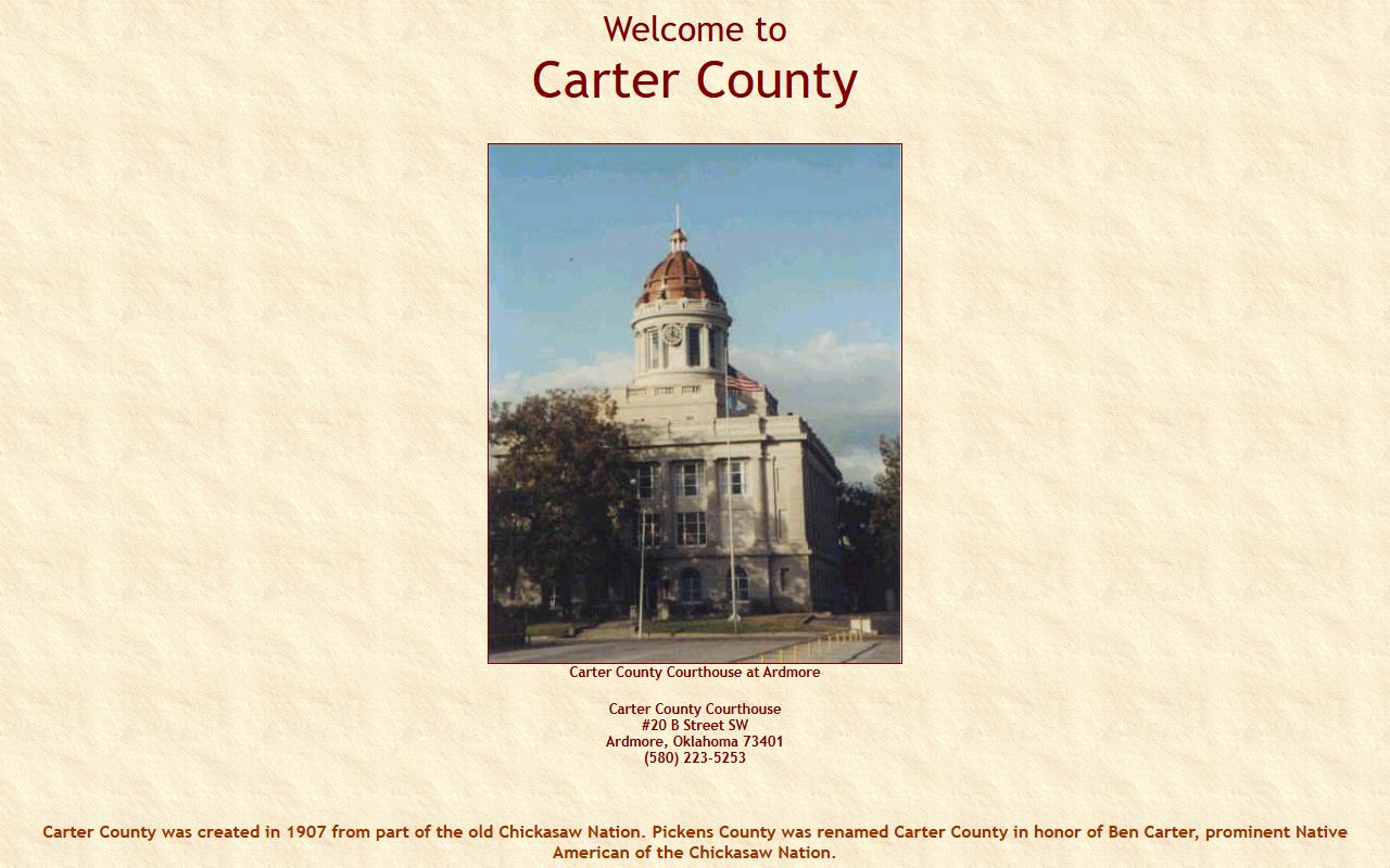 Carter County OKGenWeb genealogy records portal