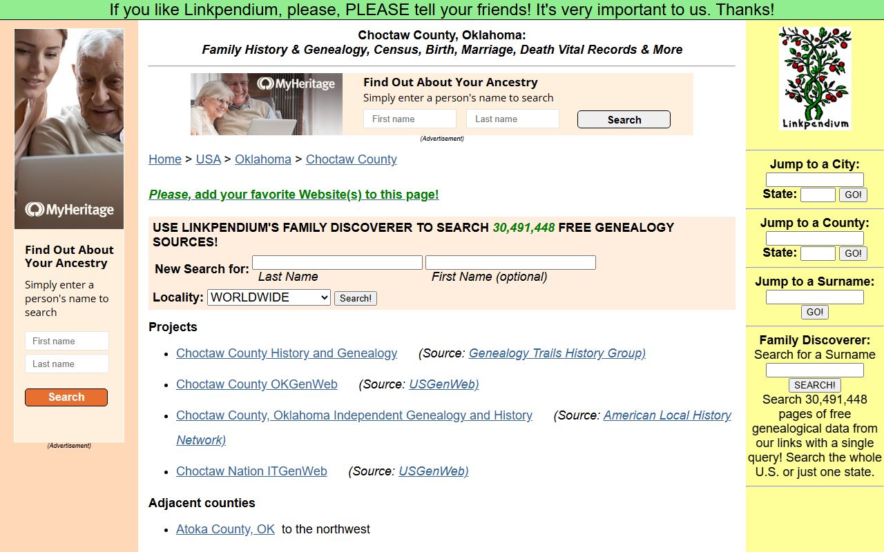 Choctaw County Linkpendium genealogy records directory