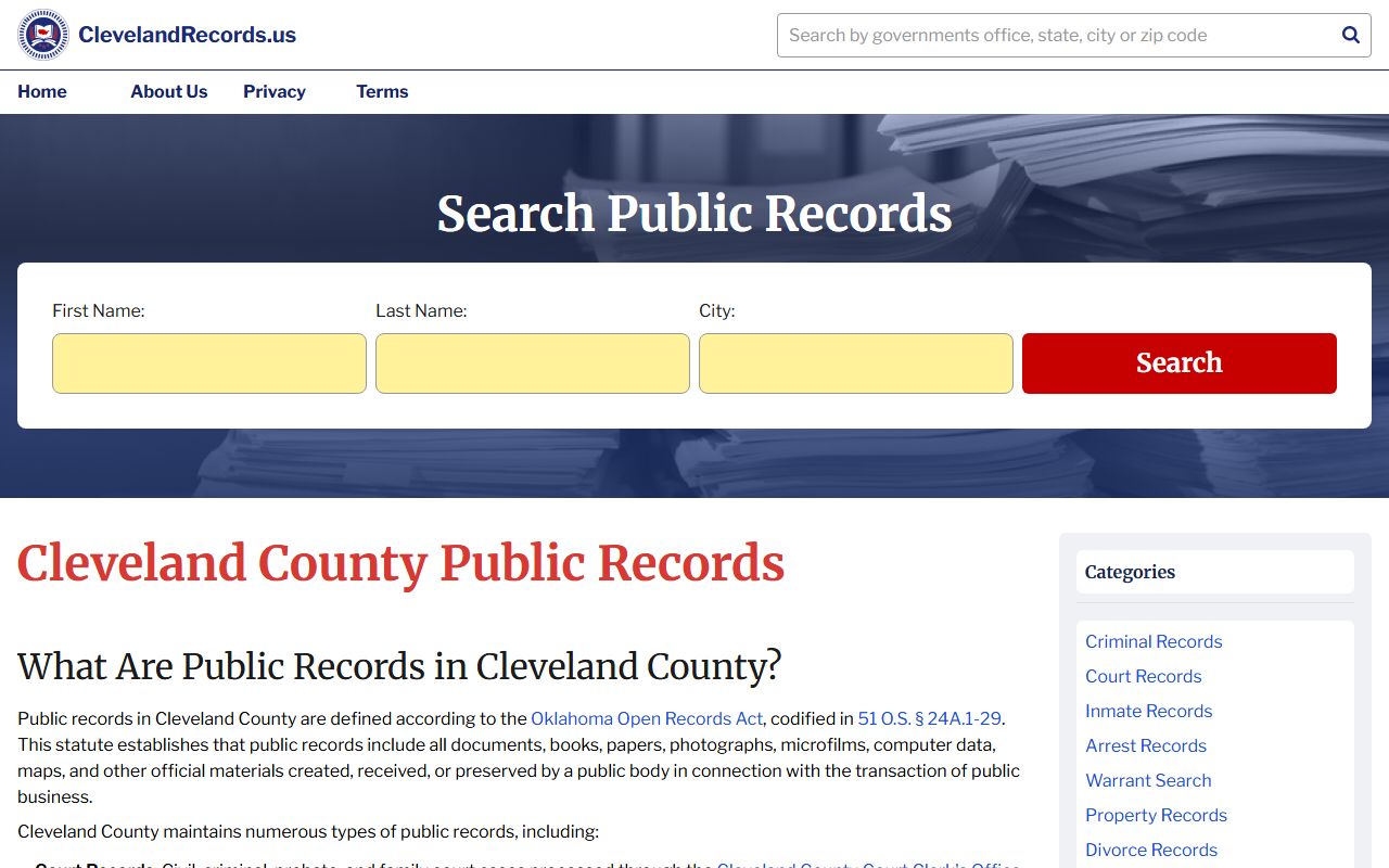 Cleveland County official records portal for genealogy research