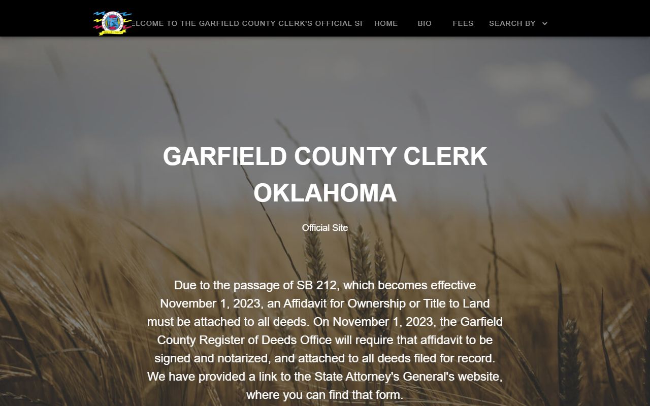 Garfield County Oklahoma genealogy records clerk website