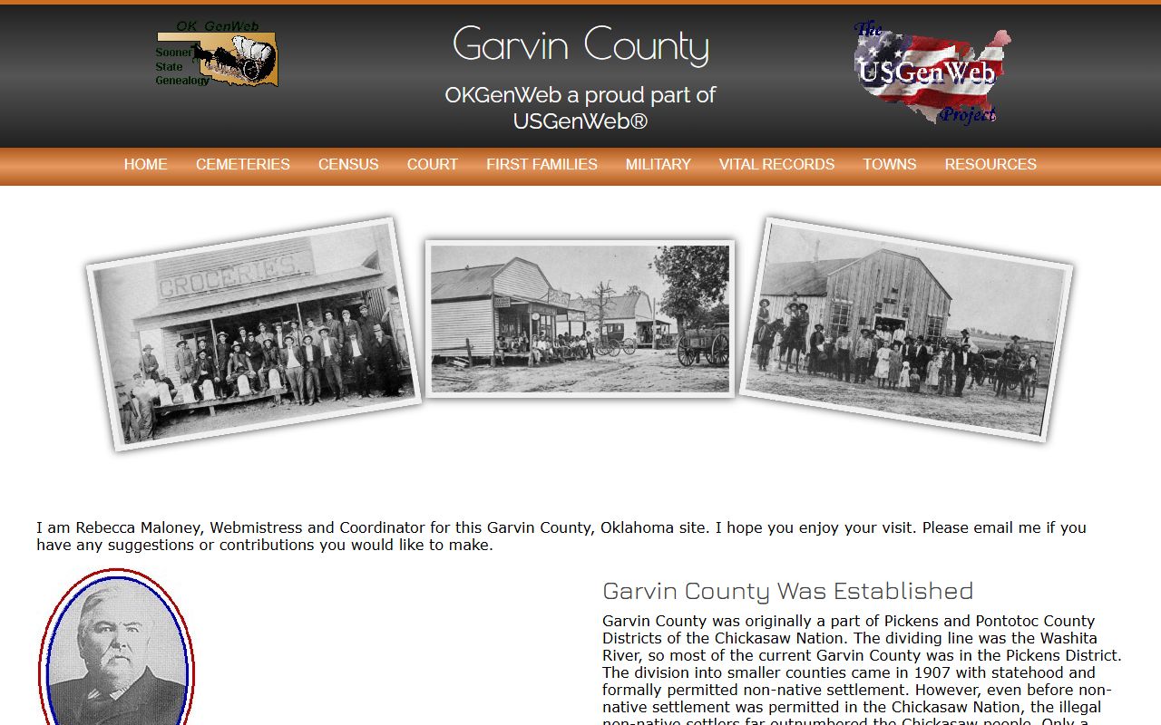 Garvin County Oklahoma OKGenWeb genealogy resources