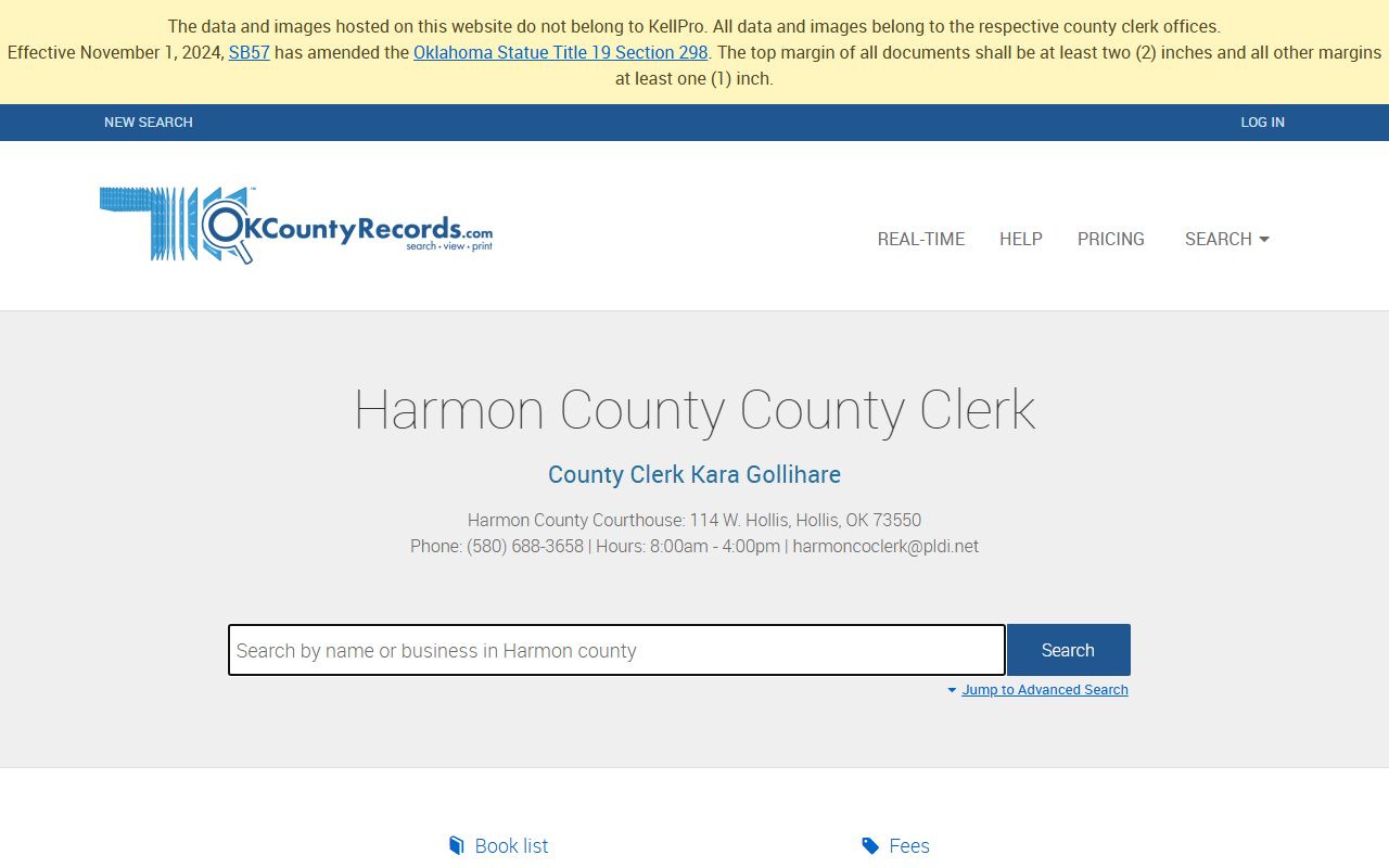 Harmon County Oklahoma genealogy land records portal
