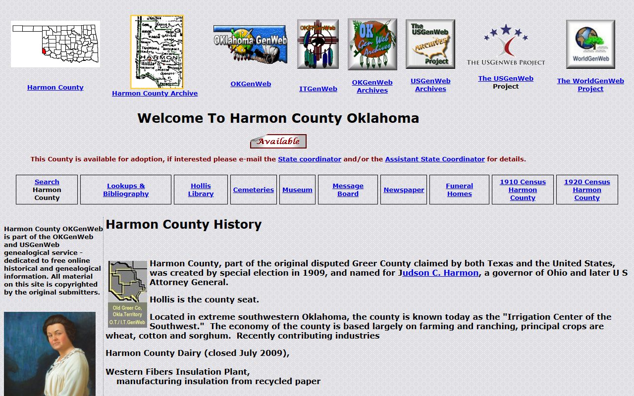 Harmon County Oklahoma OKGenWeb genealogy resources