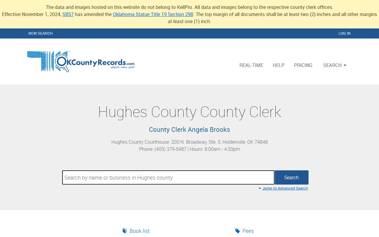 Hughes County Oklahoma land records search portal for genealogy research