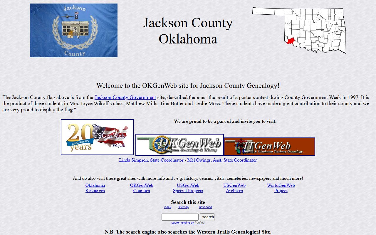 Jackson County OKGenWeb genealogy page