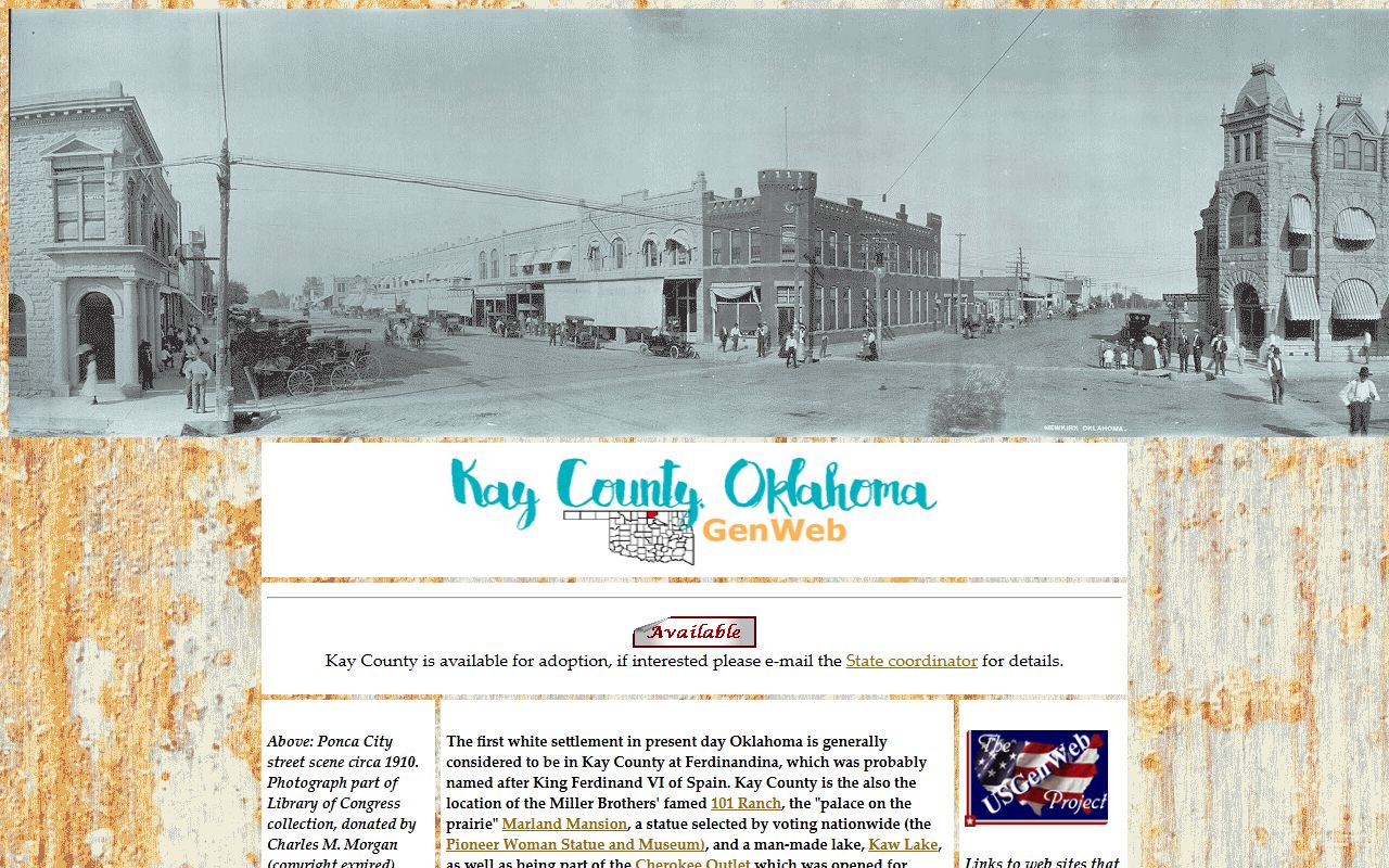 Kay County OKGenWeb genealogy resources page