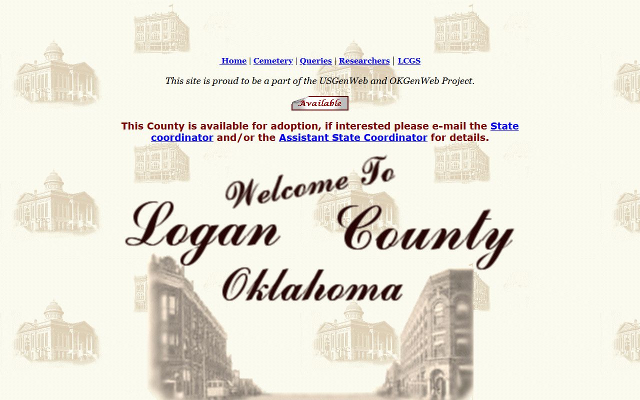 Logan County genealogy records on OKGenWeb portal
