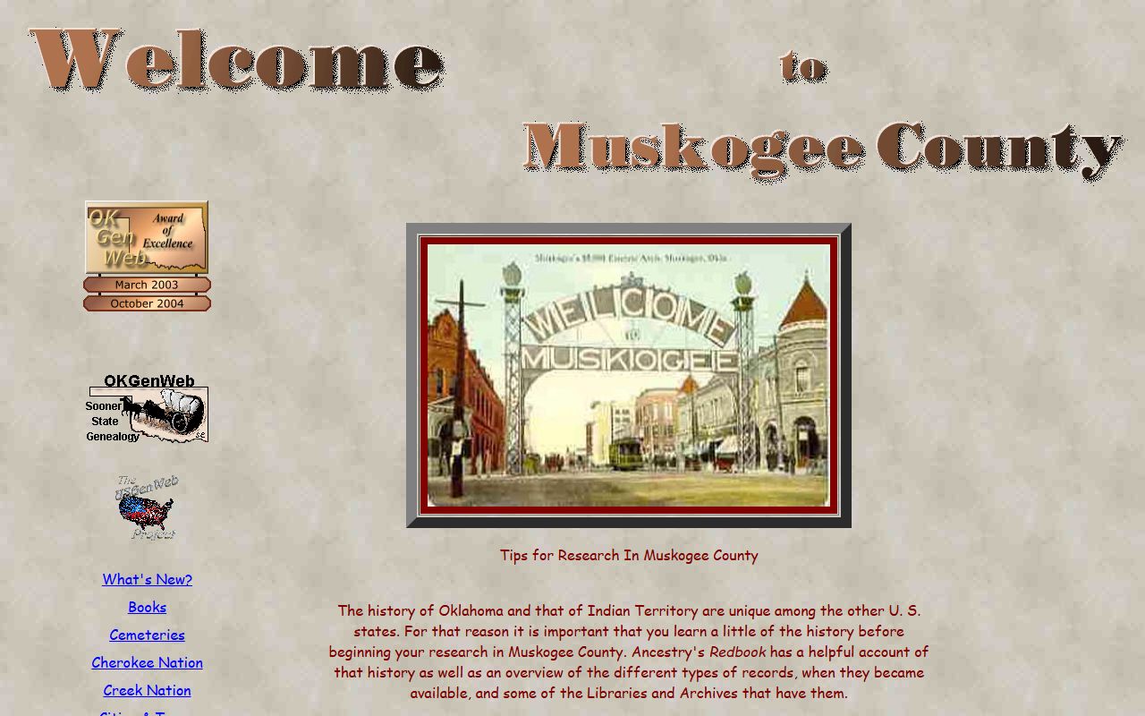 Muskogee County OKGenWeb genealogy records portal