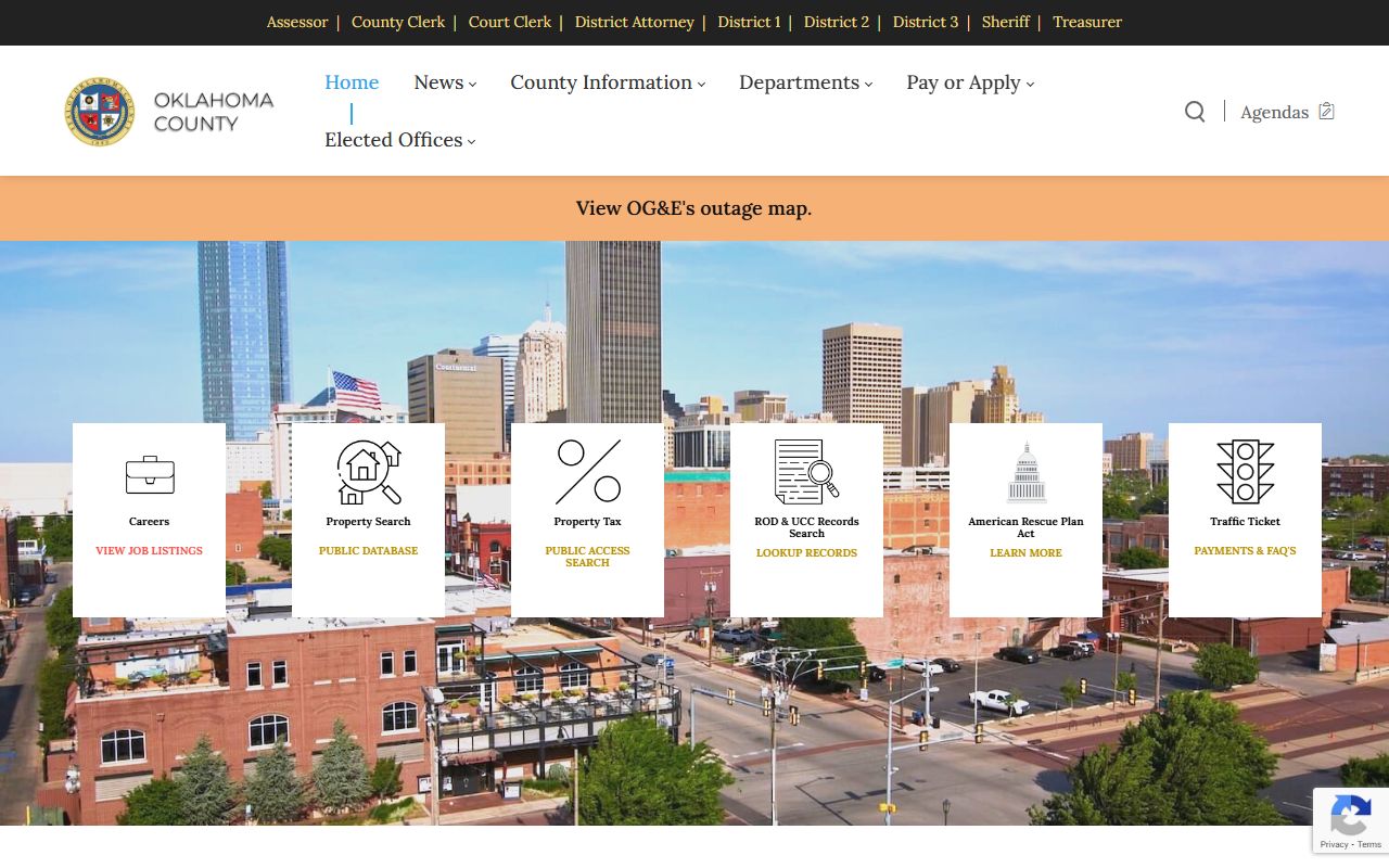 Oklahoma County official website with genealogy record access