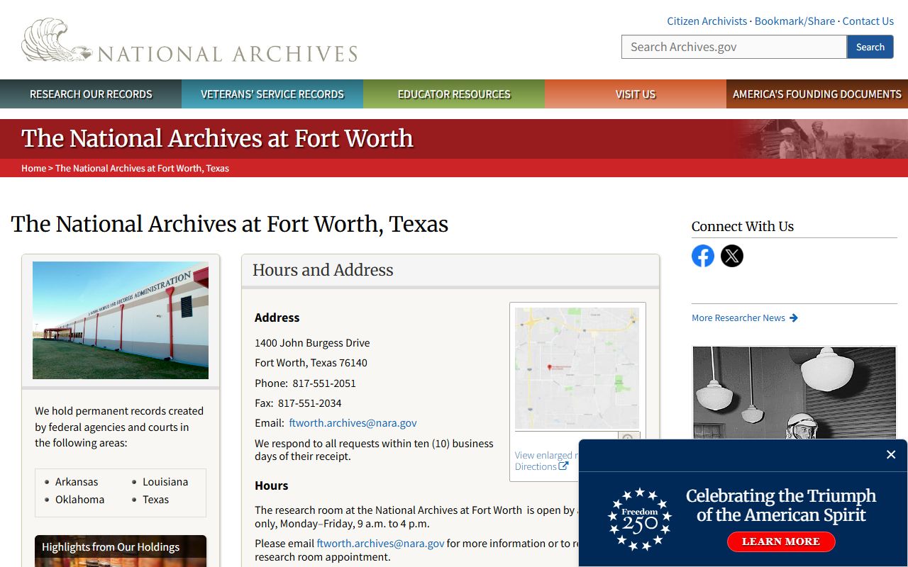 National Archives Fort Worth Oklahoma genealogy tribal records