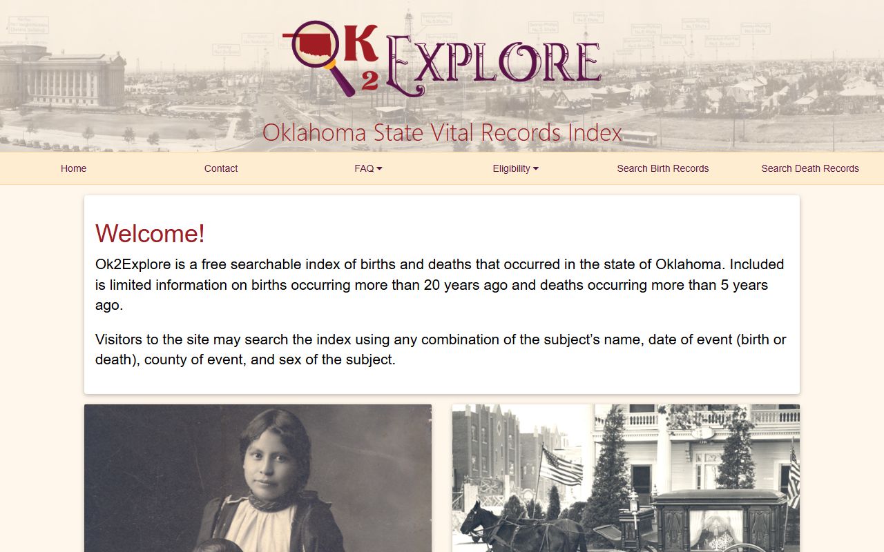 OK2Explore Oklahoma genealogy records search portal