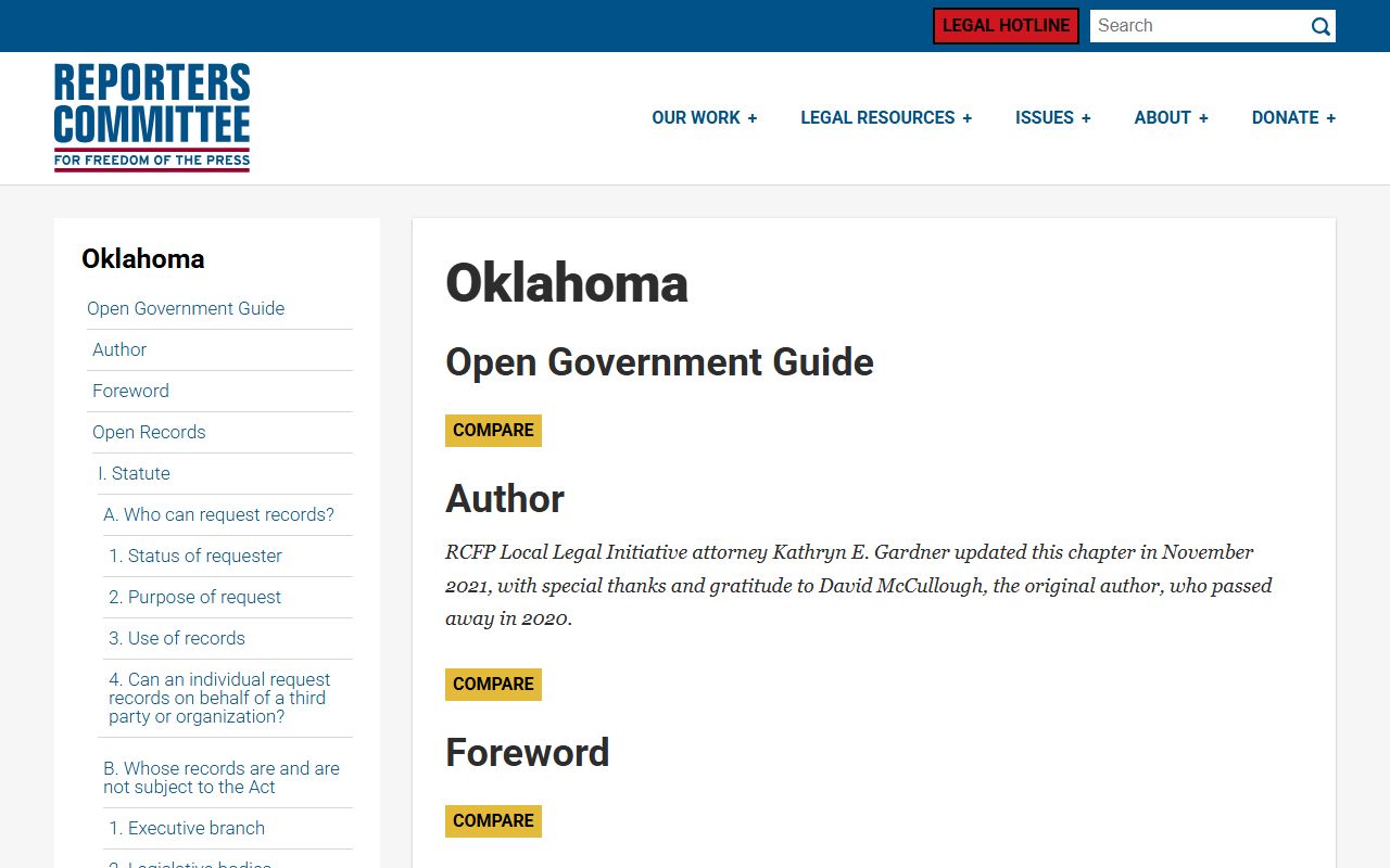 Oklahoma Open Records Act guide for genealogy research