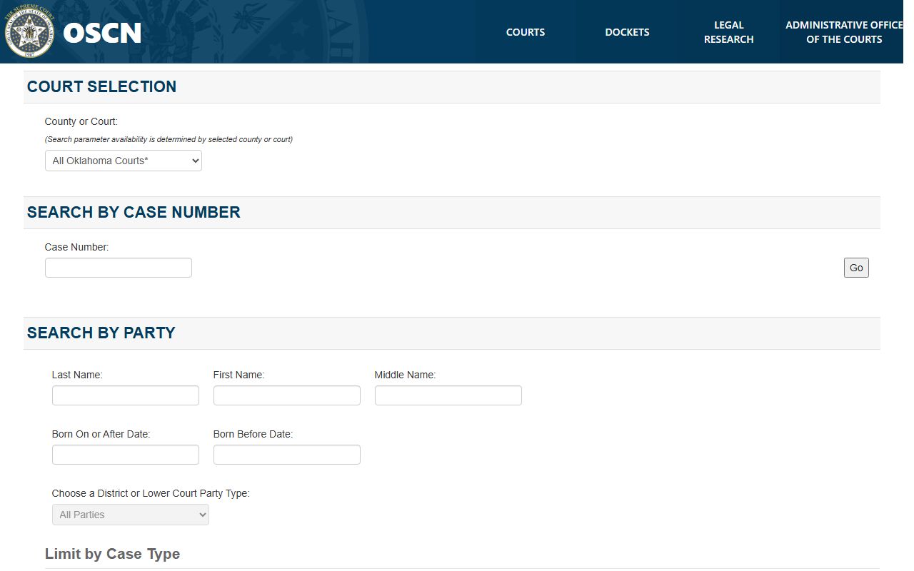 OSCN Oklahoma genealogy court records search